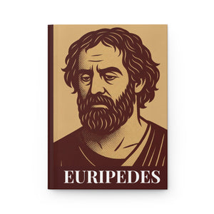 Hardcover journal with a bold illustration of Greek playwright Euripides