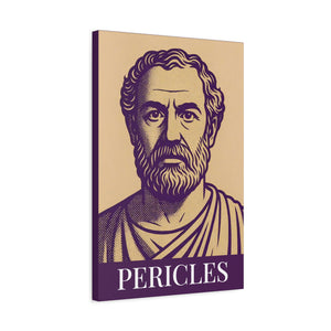 Canvas wall art with a bold purple and beige Illustration of Greek statesman Pericles on a side view