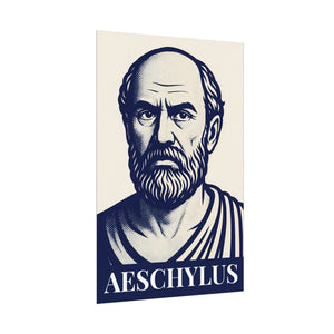 Fine art poster portrait of Aeschylus with his name below on a blue background