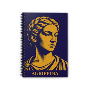 Sprial notebook with a bold illustration of Roman empress Agrippina the Younger