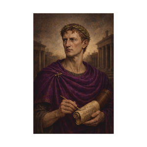 Fine art poster with a beautiful, original illustration of Roman emperor Augustus