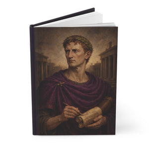 Hardcover journal with a beautiful, original illustration of Roman emperor Augustus opened