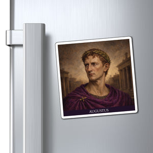 Refrigerator magnet with an original illustration of Roman emperor Augustus mockup