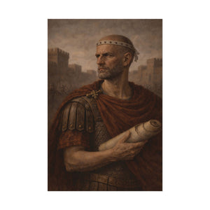 Fine art poster with a beautiful, original illustration of Roman emperor Aurelian
