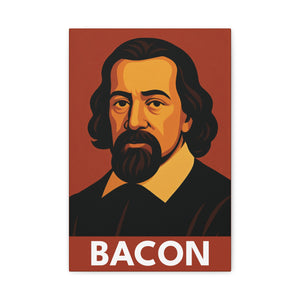 Canvas wall art with a bold illustration of philosopher Francis Bacon