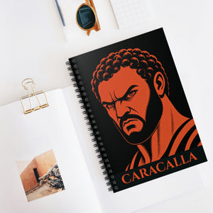 Spiral notebook with a bold illustration of Roman emperor Caracalla mockup