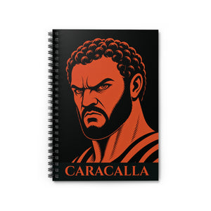 Spiral notebook with a bold illustration of Roman emperor Caracalla
