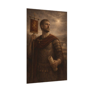 Fine art poster with a beautiful, original illustration of Roman emperor Constantine side view