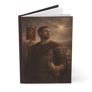 Hardcover journal with a beautiful, original illustration of Roman emperor Constantine opened
