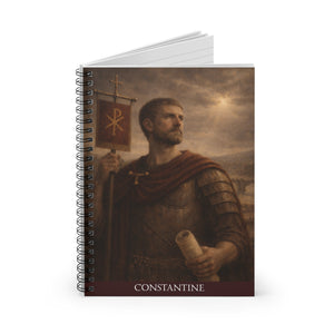 Spiral notebook with a beautiful, original illustration of Roman emperor Constantine opened