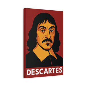 Canvas wall art with a bold illustration of mathematician and philosopher Rene Descartes side view