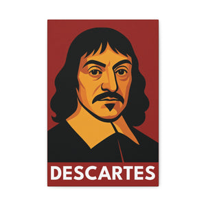 Canvas wall art with a bold illustration of mathematician and philosopher Rene Descartes