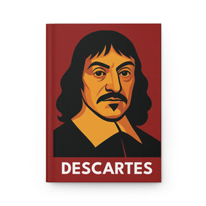 Hardcover journal with a bold illustration of mathematician and philosopher Rene Descartes