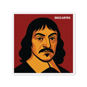 Vinyl magnet with a bold illustration of mathematician and philosopher Rene Descartes