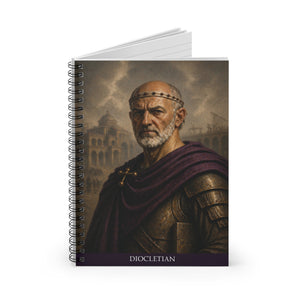 Spiral notebook with a beautiful, original illustration of Roman emperor Diocletian
opened