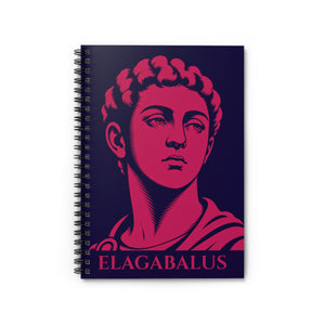 Spiral notebook with a bold illustration of Roman emperor Elagabalus
