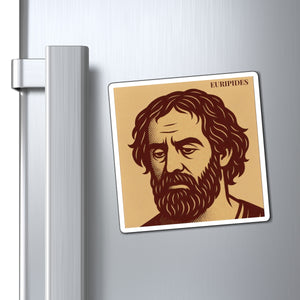 Fridge magnet with a bold illustration of Greek playwright Euripides mockup