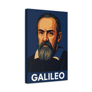 Canvas wall art with a bold illustration of astronomer Galileo Galilei side view