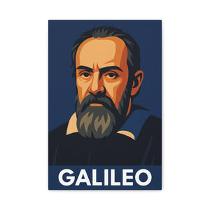 Canvas wall art with a bold illustration of astronomer Galileo Galilei