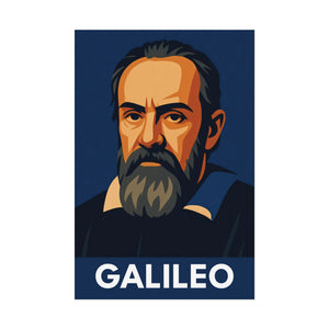 Fine art poster with a bold illustration of astronomer Galileo Galilei