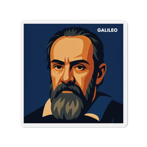 Vinyl magnet with a bold illustration of astronomer Galileo Galilei
