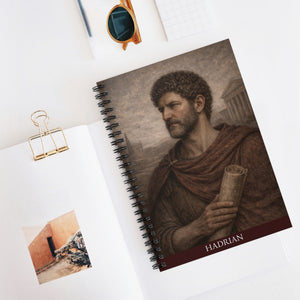 Spiral notebook with a beautiful, original illustration of Roman emperor Hadrian mockup
