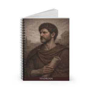 Spiral notebook with a beautiful, original illustration of Roman emperor Hadrian
opened