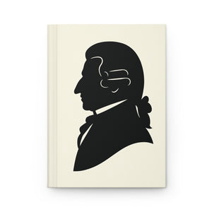 Hardcover journal with a black on ivory silhouette illustration of musician Joseph Haydn
