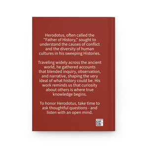 Hardcover journal with the back cover short biography of Greek historian Herodotus