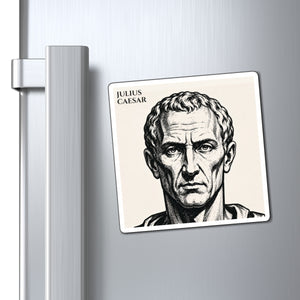 Fridge magnet with a bold illustration of Roman general and consul Julius Caesar mockup