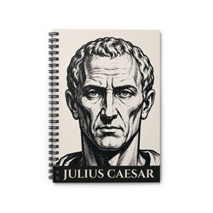 Spiral notebook with a bold illustration of Roman general and consul Julius Caesar