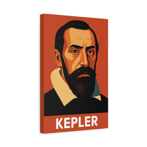 Canvas wall art with a bold illustration of astronomer Johannes Kepler wide view
