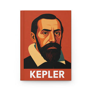 Hardcover journal with a bold illustration of astronomer Johannes Kepler