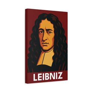 Canvas wall art with a bold illustration of mathematician Gottfried Leibniz side view