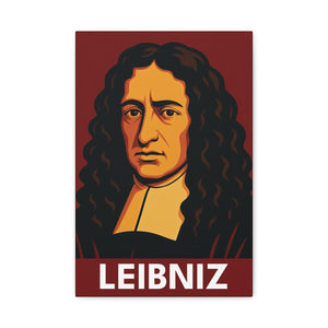 Canvas wall art with a bold illustration of mathematician Gottfried Leibniz