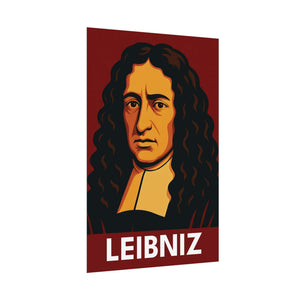 Fine art poster with a bold illustration of mathematician Gottfried Leibniz side view