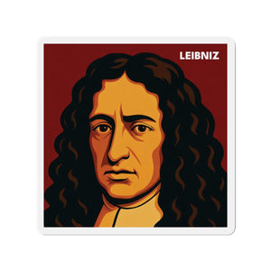 Vinyl magnet with a bold illustration of mathematician Gottfried Leibniz

