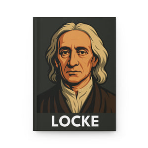Hardcover journal with a bold illustration of philosopher John Locke
