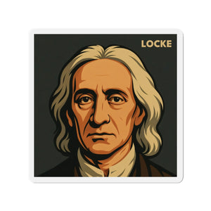 Vinyl magnet with a bold illustration of philosopher John Locke