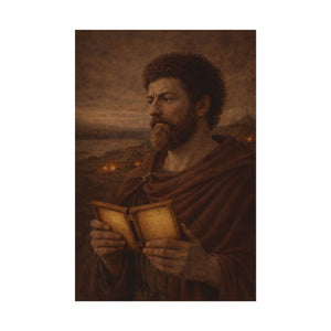 Fine art poster with a beautiful, original illustration of Roman emperor Marcus Aurelius
