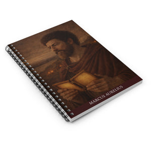 Spiral notebook with a beautiful, original illustration of Roman emperor Marcus Aurelius gift idea for Stoics