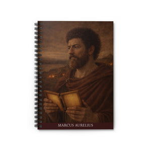 Spiral notebook with a beautiful, original illustration of Roman emperor Marcus Aurelius
