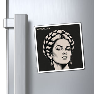Fridge magnet with a bold illustration of Roman empress Messalina mockup