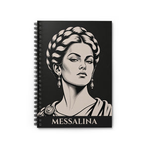 Spiral notebook with a bold illustration of Roman empress Messalina
