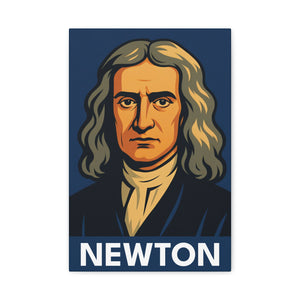 Canvas wall art with a bold illustration of scientist Isaac Newton