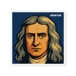 Vinyl magnet with a bold illustration of scientist Isaac Newton
