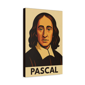 Canvas wall art with a bold illustration of mathematician and philosopher Blaise Pascal side view