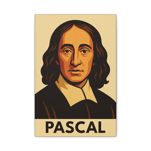Canvas wall art with a bold illustration of mathematician and philosopher Blaise Pascal