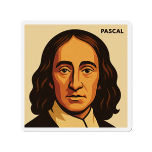 Vinyl magnet with a bold illustration of mathematician and philosopher Blaise Pascal
