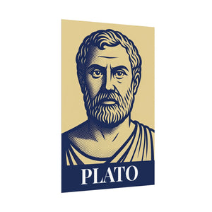 Fine art poster with a bold illustration of ancient Greek philosopher Plato side view